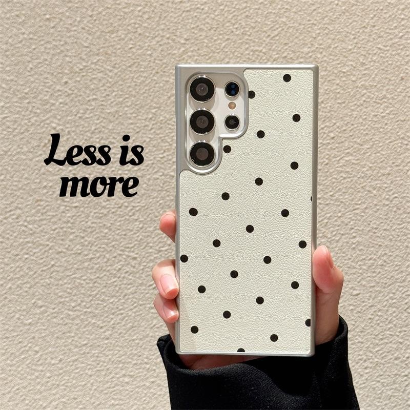 โทรศัพท์ครอบคลุมกรณีซัมซุงกรณี electroplated lambskin Galaxy s24ultra S23/S24 s22plus ลายจุดขนาดเล็กบังคับฮาร์ดกรณี