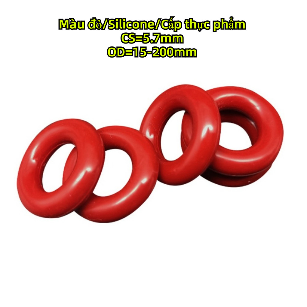 [FTH1] CS5.7mm * OD25-200mm โอริง ORing O-ring ยางโอริง VMQ / ปะเก็นโอริงซิลิโคน โอริง สีแดง