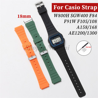 18 มม.สายนาฬิกาซิลิโคนสําหรับ Casio F84 F91W F94 F105 AE1200 เปลี่ยนยางกันน้ํากีฬานาฬิกาผู้ชายผู้หญิงสร้อยข้อมืออุปกรณ์เสริม