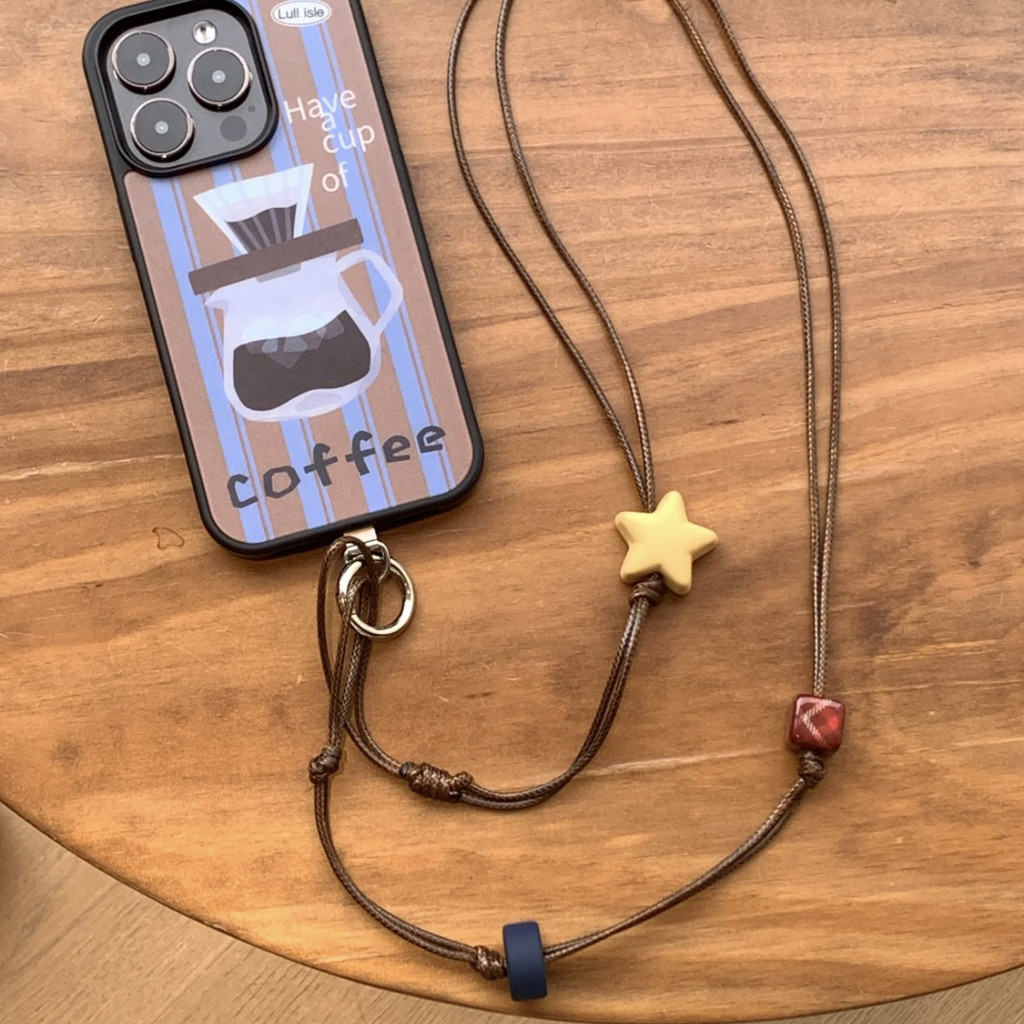 Huiwanju ลูกปัดดาวโทรศัพท์มือถือเชือกเส้นเล็กย้อนยุคส่วนบุคคลโซ่โทรศัพท์มือถือคอกล้อง ccd จี้ crossbody พร้อมขี้ผึ้งน้ํามัน - รูปที่ 3