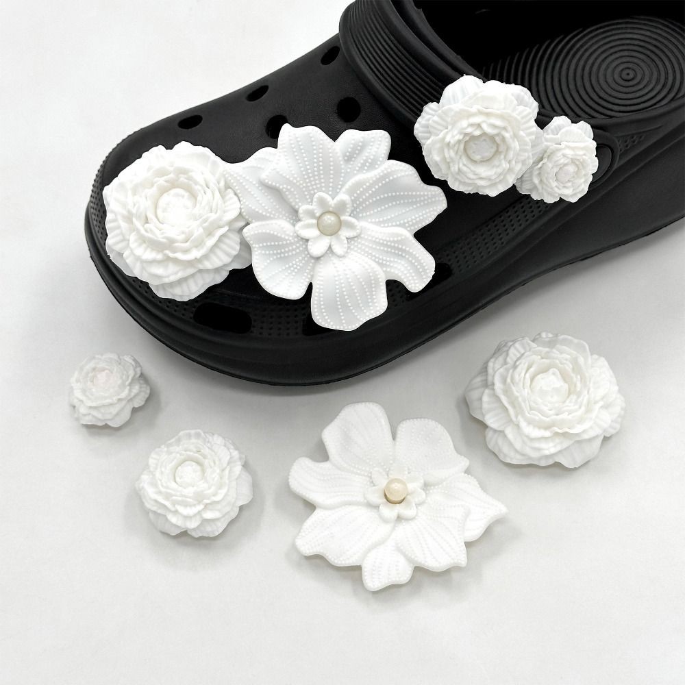 อุปกรณ์ตกแต่งรองเท้า 8 ชิ้น สำหรับรองเท้าชายหาด ดอกไม้ที่ถอดออกได้ อินเทรนด์ DIY คลิปหัวเข็มขัด เพื่ออุปกรณ์เสริมรองเท้า - รูปที่ 7