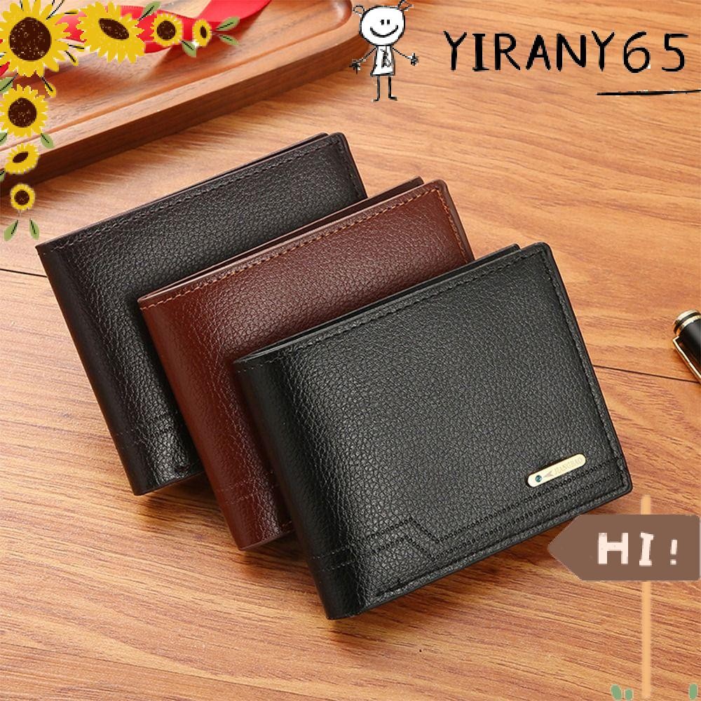 YIRAN กระเป๋าสตางค์หนัง PU ขนาดเล็ก ความจุใหญ่ Slim 3 สี สําหรับผู้ชาย