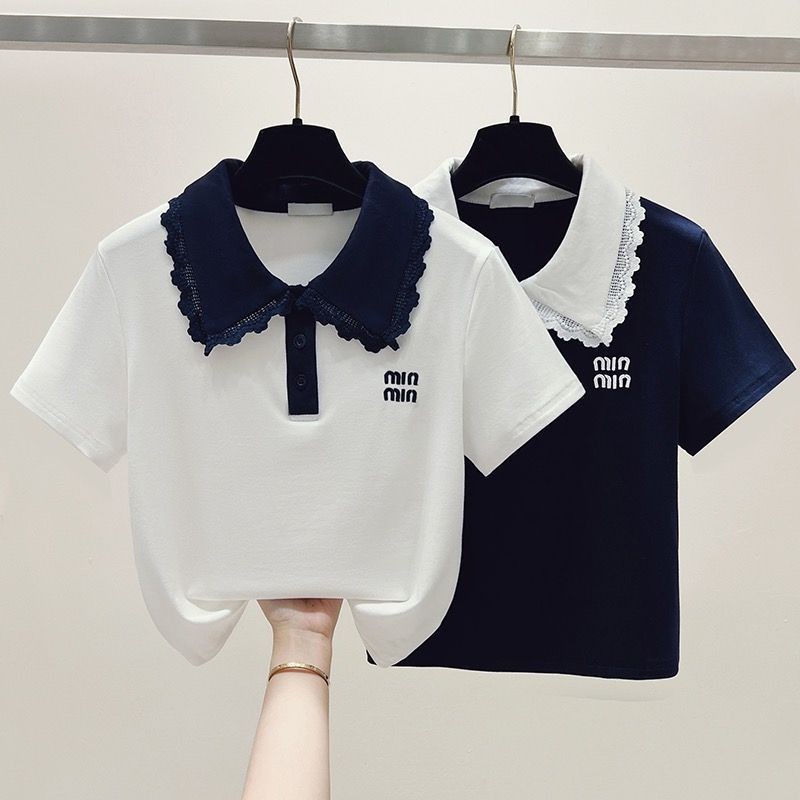 เสื้อโปโลแขนสั้นผู้หญิง แบบใหม่ปี 2025 สีสันสดใส ทออย่างดี มี.stock