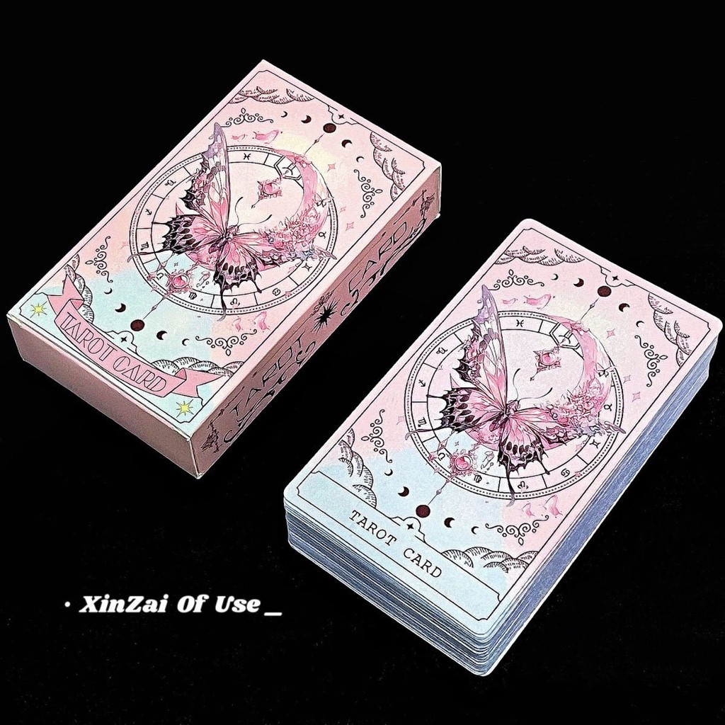 Tarot Tarot Classic High-value 78 Tarot Original Learning Tarot การ์ดผีเสื้อสีชมพู