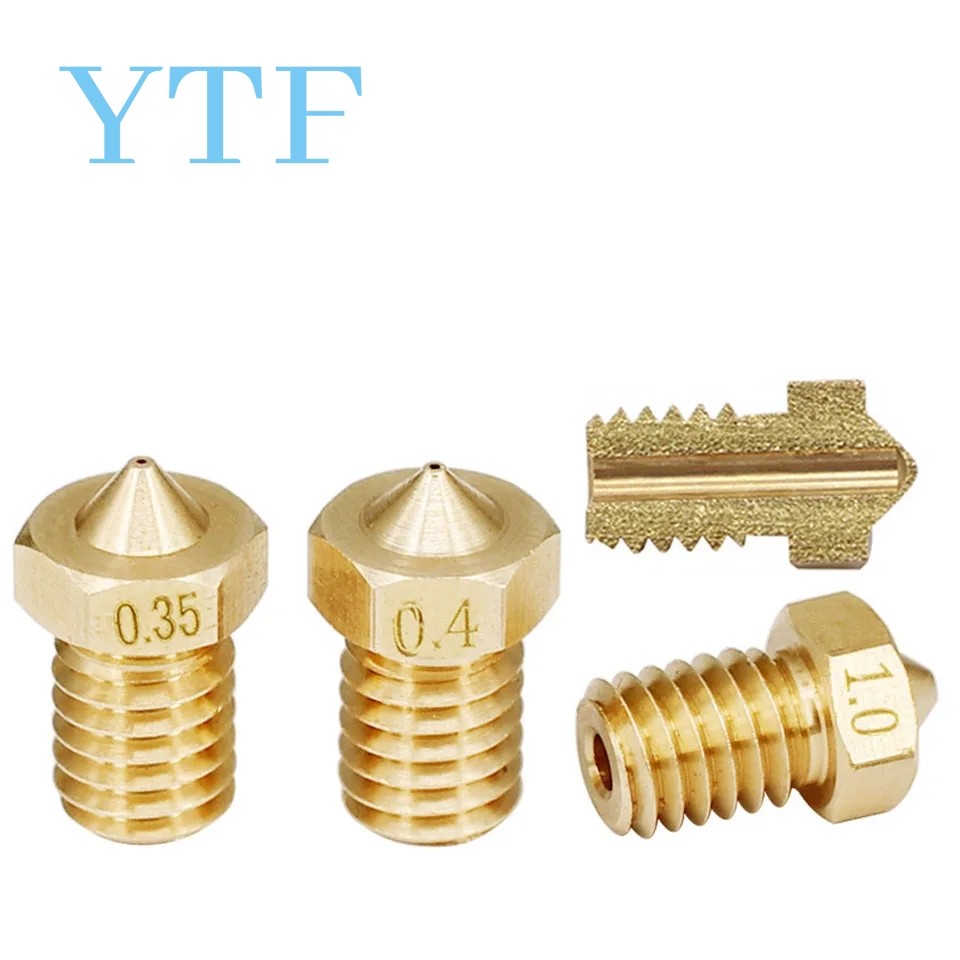 5pcs M6 Threaded Nozzle Full Metal 0.2/0.5/0.6/0.8MM Optional For 1.75/3.0mm Filament V5 V6 Hotend E