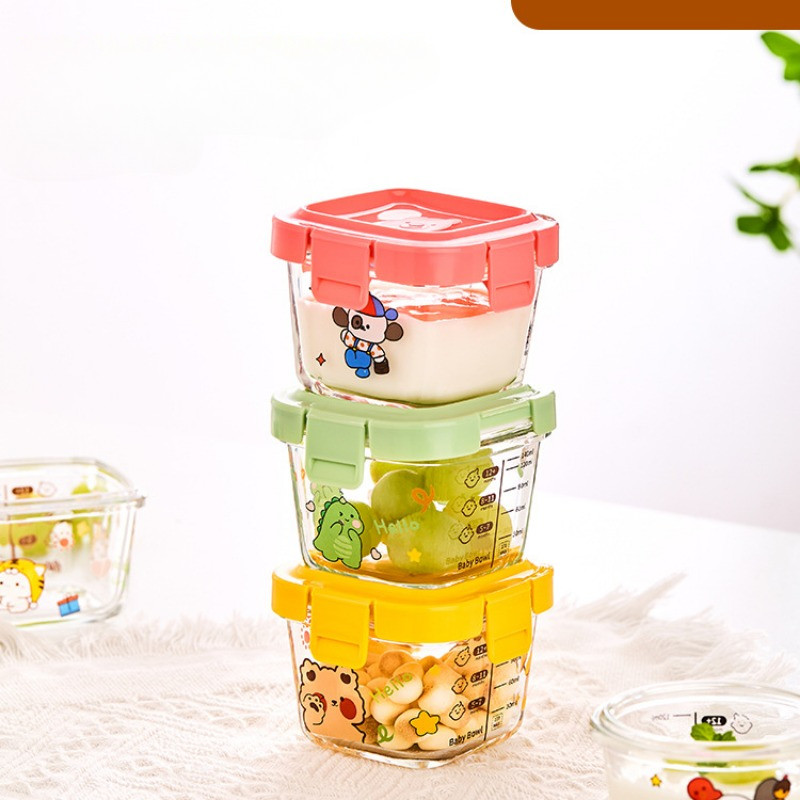 พร้อมส่ง😃กล่องเก็บอาหารเด็ก 170 ml ถ้วยแก้ว กล่องแก้วเก็บอาหารอาหารทารกแช่แข็ง ไมโครเวฟทนความร้อน - รูปที่ 6