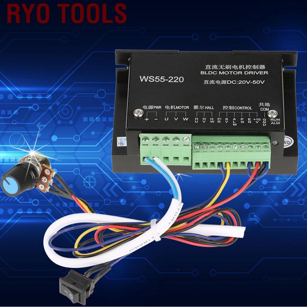 Ryo Tools-th brushless motor controller cnc แกนหมุน ws55-220 dc 48v 500w bldc ความเร็วพร้อมสายเคเบิล