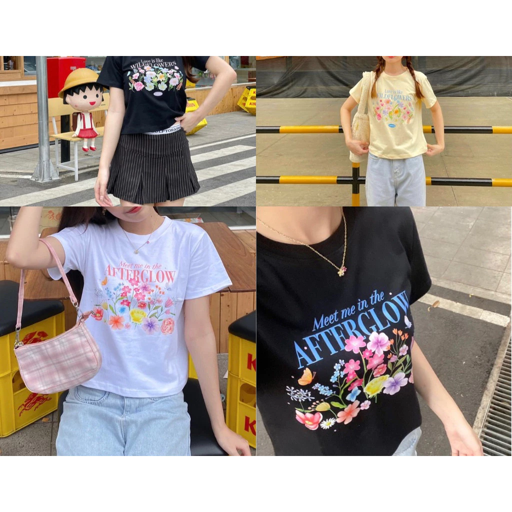 (ของพร้อมส่ง ส่งใน 24 ชั่วโมง)BOOM Shopee | “Baby Tee“ 💐รวมลายเสื้อครอปทรงพอดีตัวเนื้อผ้า cotton 100%