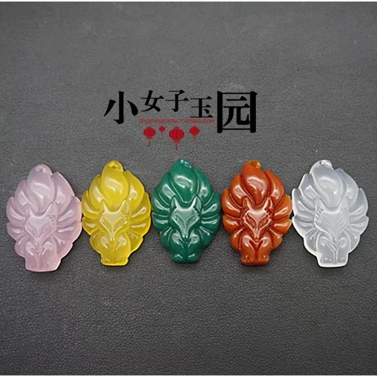 New Product#White Chalcedony Nine-Tailed Fox Pendant Chalcedony Agate Nine-Tailed Fox Pendant Multic