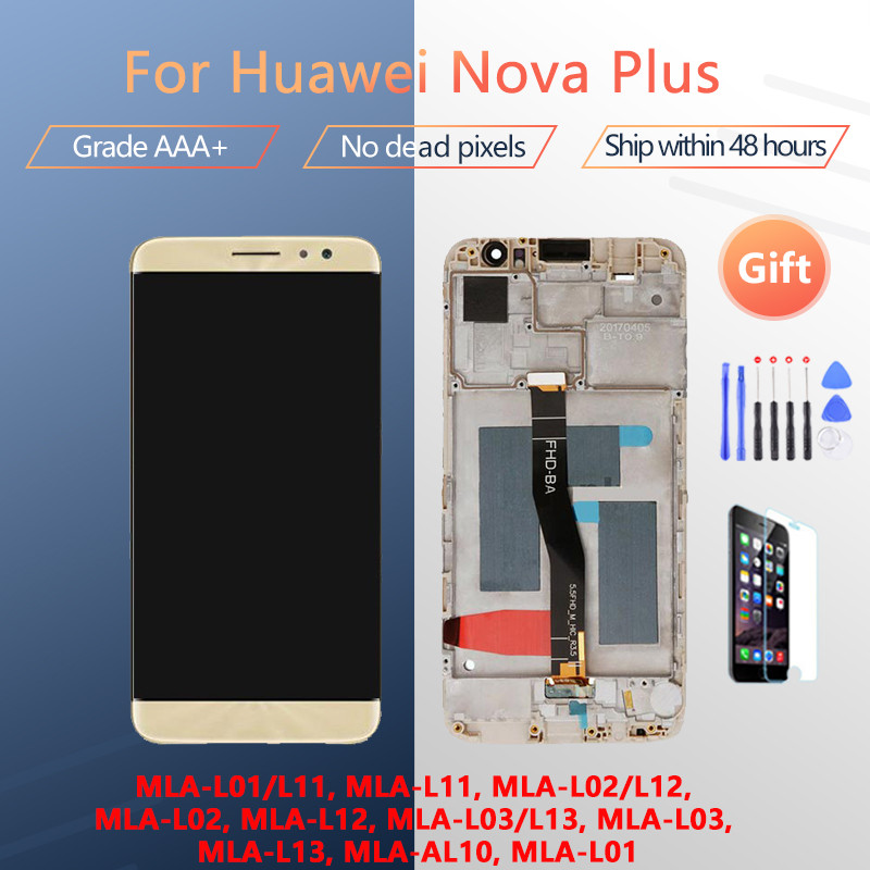 สําหรับ Huawei nova plus MLA-L01 L11 L02 L12 L12 L03 L13 AL10 L01 หน้าจอ LCD ชุดด้านหน้ากรณีกระจกสัม