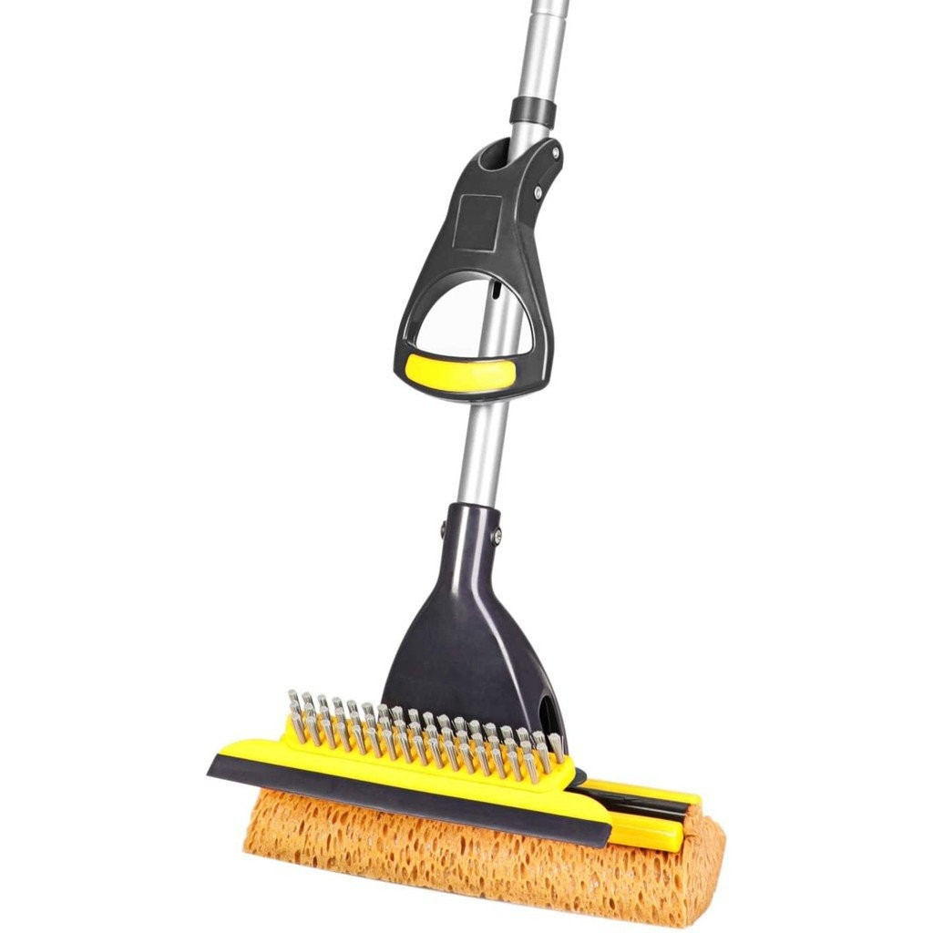 ฟองน้ําซับบ้านเชิงพาณิชย์ใช้พื้นกระเบื้องห้องน้ําโรงรถทําความสะอาดกับปาดน้ําและขยายยืดไสลด์ด้ามยาว ข