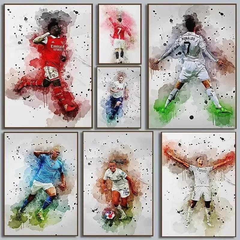 โปสเตอร์ฝ้ายน้ำ Kylian Mbappé บน.Canvas สำหรับการประดับบ้าน