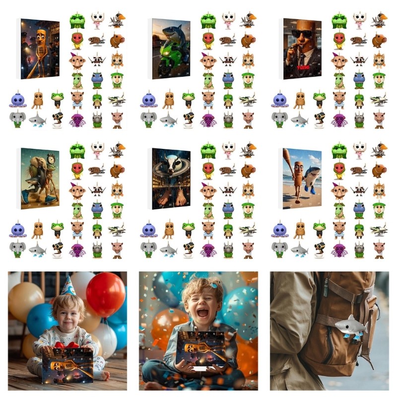 Mya Tung Tung Sahur อะคริลิคตัวเลขชุด Intricately Tung Tung Sahur บทคัดย่อสิ่งมีชีวิตและตัวอักษร