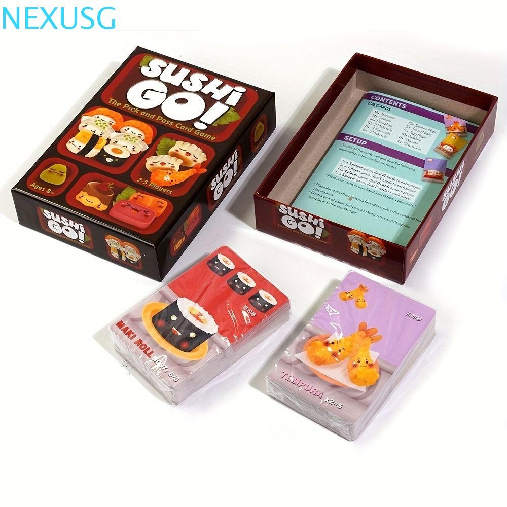 NEXUSG Sushi Go Pick And Pass Card, Family Casual Party Family Get-together Sushi Go Card Game, Happ