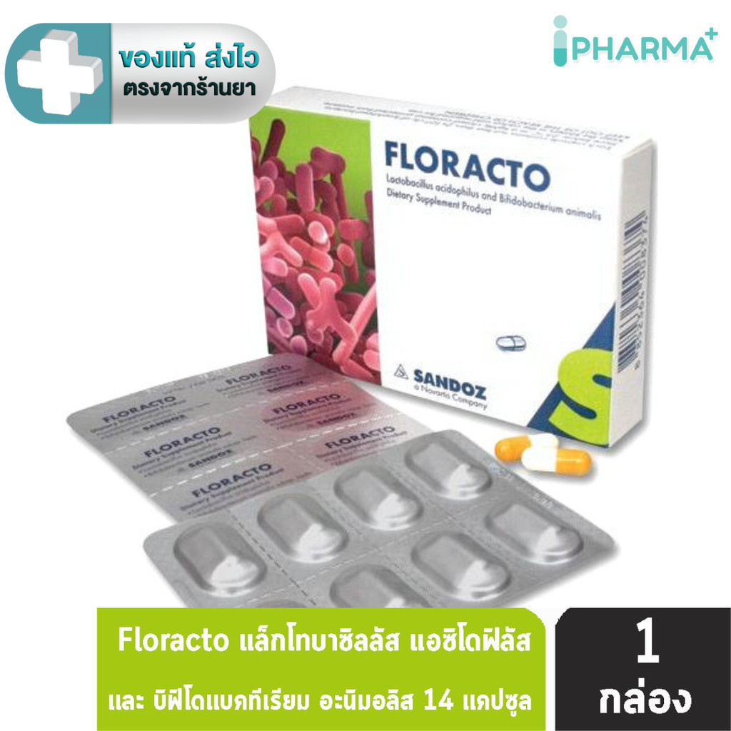 Floracto Probiotics and Inulin Sandoz  ฟลอแรคโต โปรไบโอติค และอินูลิน  [1 กล่อง 14 แคปซูล] [IP]