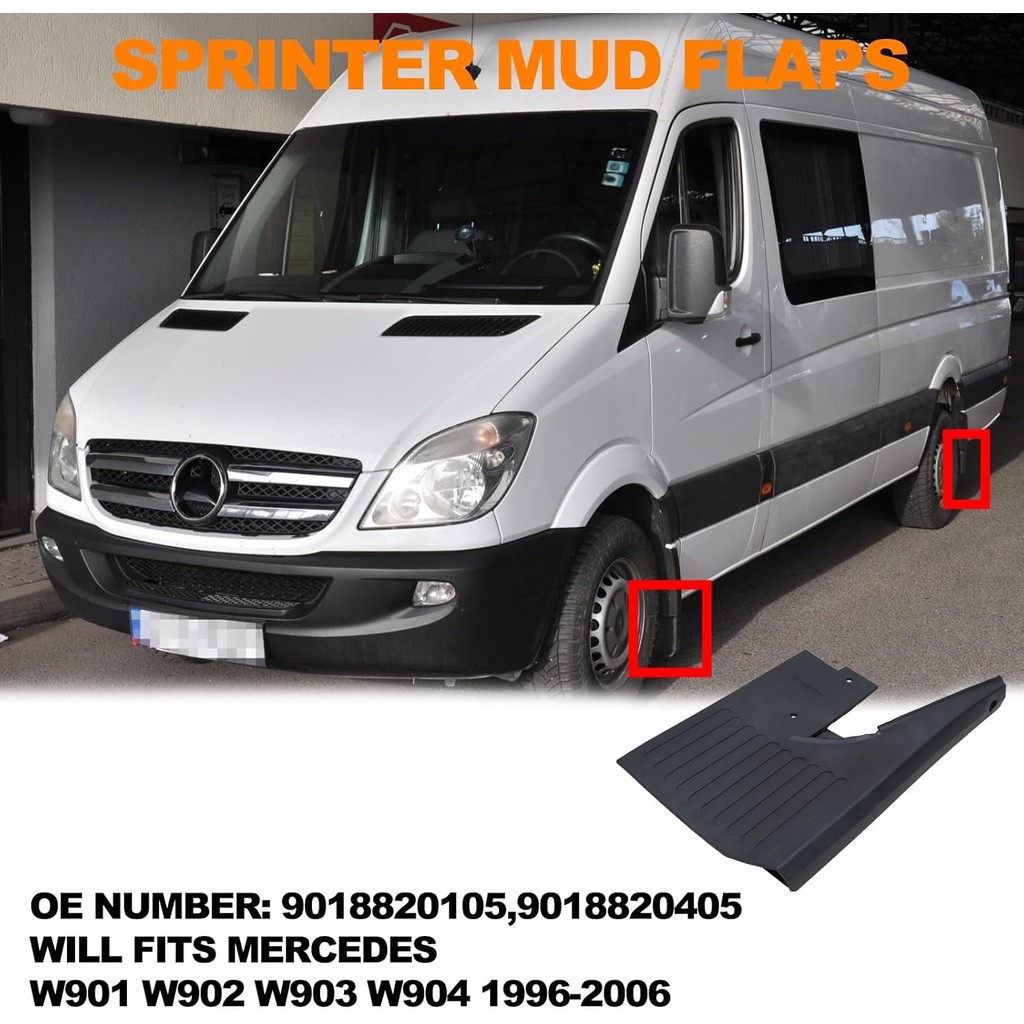 MP & PV Auto Parts Sprinter Mud Flaps ล้อหน้า 2 ชิ้นซ้ายและขวาสําหรับ Mercedes Van Sprinter W901 W90