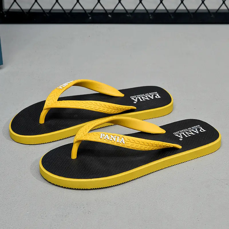OBM6 ชายหาดแฟชั่นยางไทยผู้ชาย Flip-Flops Casual CANIA กลางแจ้งธรรมชาติ Soft-Soled Herringbone นําเข้