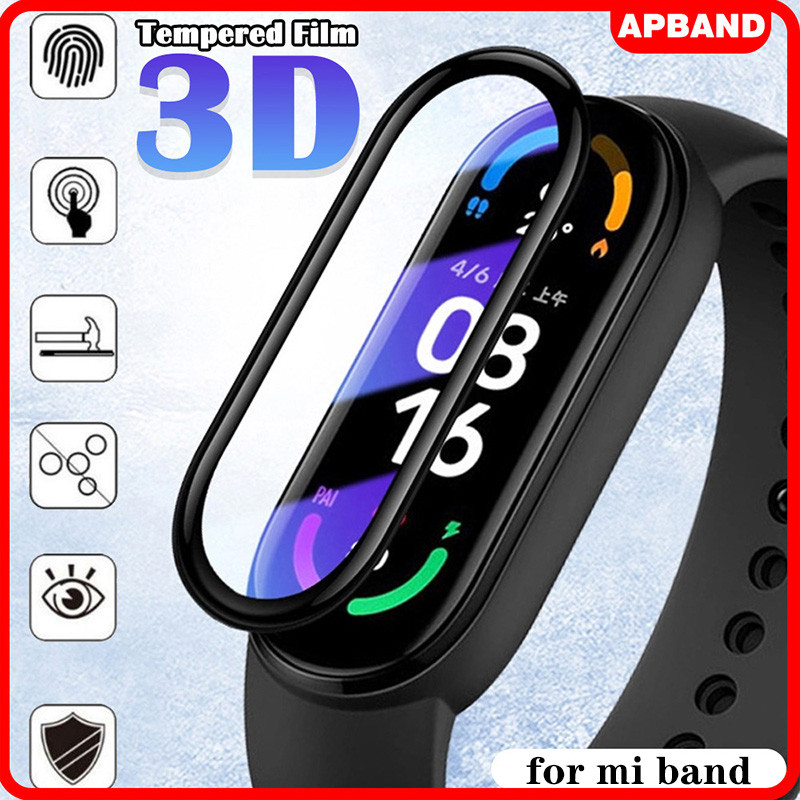3D Anti gores หน้าจอ Mi band 10 9 8 7 6 5 4 Xiao Mi Mi band Full Screen Protector ฟิล์มกระจกนิรภัยสีดำด้านข้าง