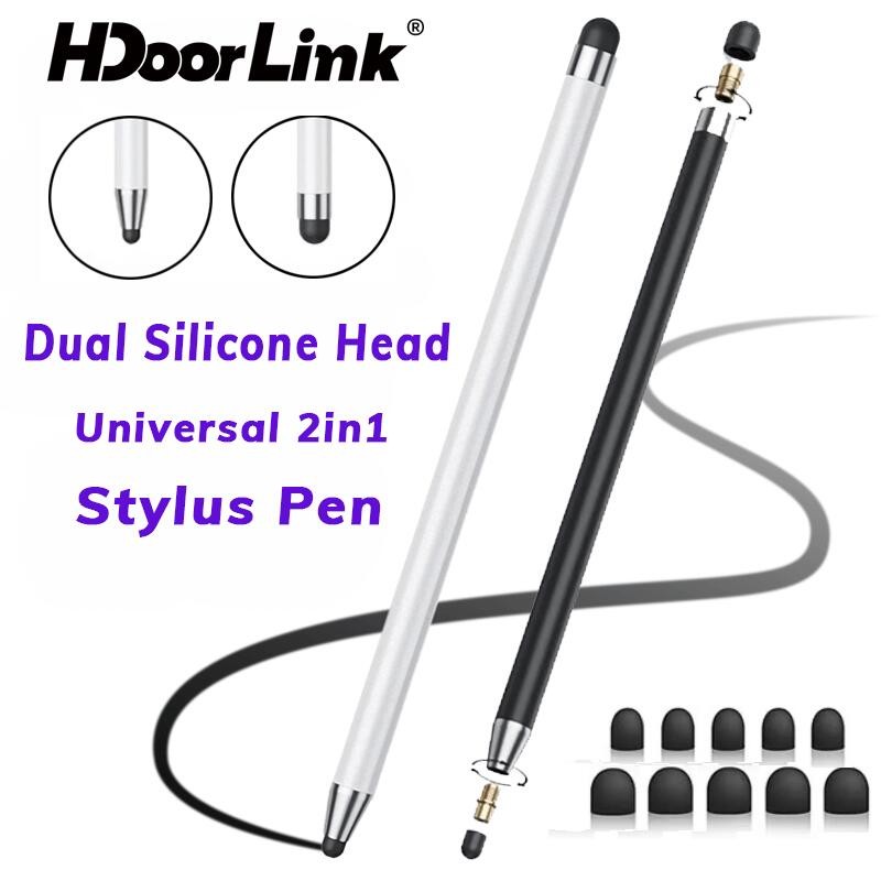 HdoorLink Universal 2in1 Capacitive Stylus Pen Dual ซิลิโคนหัวหน้าจอสัมผัสดินสอสําหรับแท็บเล็ตโทรศัพท์สมาร์ท