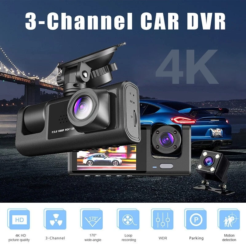 กล้องติดรถยนต์ With WIFI 4k 3กล้อง (กล้องหน้ารถ+ ภายในรถ + ถอยหลัง) มีโหมดกลางคืน ติดต ดูบนมือถือ HD อัตราการเข้ารหัสสูง thumbnail 6