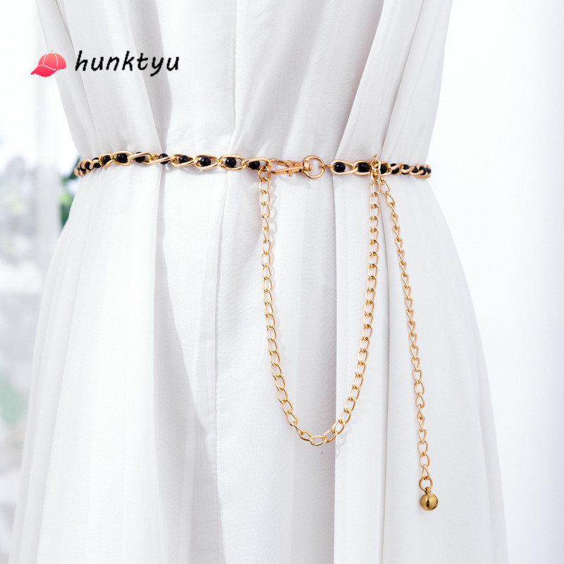 COD💕ห่วงโซ่เอวมุกและโลหะสําหรับผู้หญิงผู้หญิง  ชุดเดรส  เครื่องประดับ เข็มขัด โซ่คาดเอว อเนกประสงค์