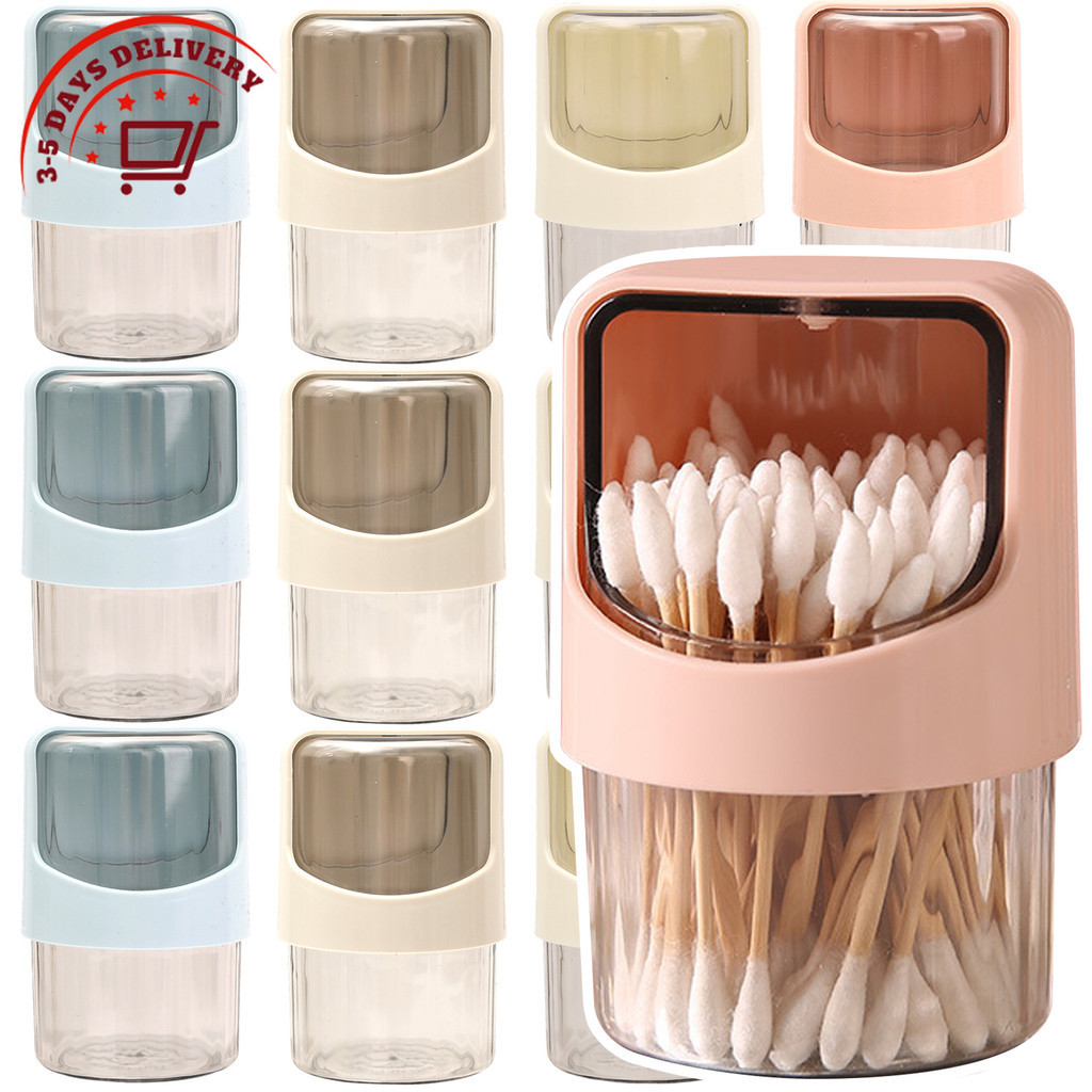 [จัดส่ง 3-5 วัน]ตัวจัดสําลีแบบหมุนได้ | 360° การออกแบบป้องกันฝุ่น, กล่องเก็บของอเนกประสงค์สําหรับโต๊ะเครื่องแป้งห้องน้ํา/แต่งหน้า, วัสดุ PS+PP ขนาดกะทัดรัด