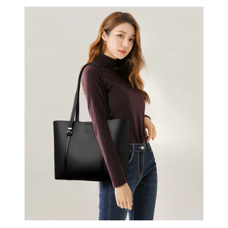 KAIDIFEINIROO Tote Bag กระเป๋าสะพายไหล่สำหรับผู้หญิง การออกแบบสีตัดกัน วัสดุหนัง ความจุขนาดใหญ่ หลายช่อง สินค้าขายดี