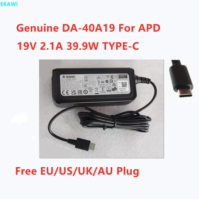 ของแท้ APD DA-40A19 19V 2.1A 39.9W 40W TYPE-C USB AC Adapter สําหรับแล็ปท็อปแหล่งจ่ายไฟ Charger รับป