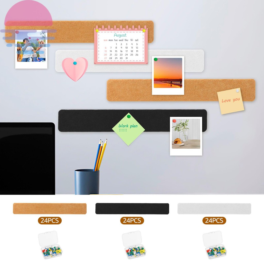 Self กาว Felt Pin Board Bar DIY Felt Board Bar อเนกประสงค์ Bulletin Plank Strip สําหรับ Home SHOPSKC
