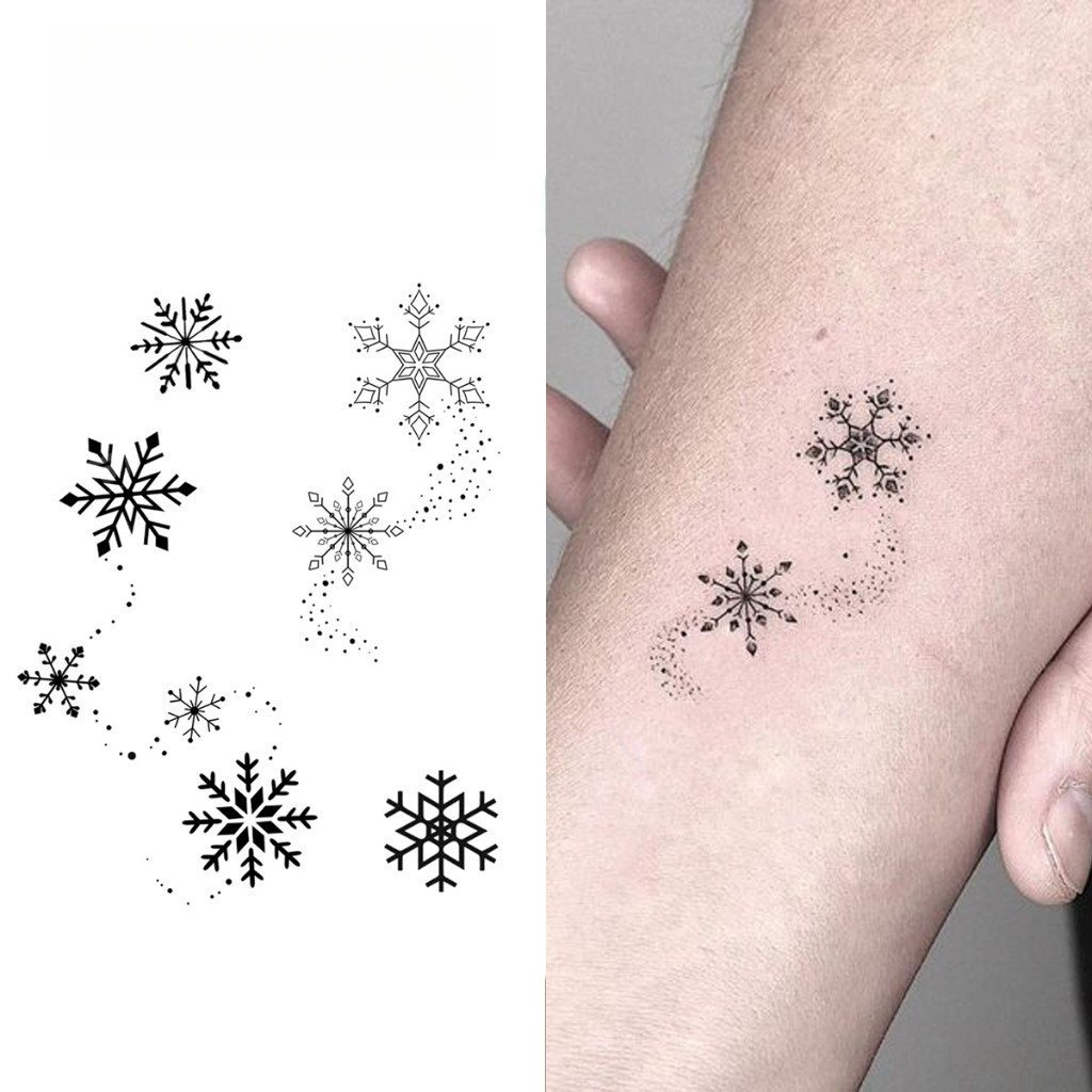 รอยสักชั่วคราวเกล็ดหิมะ ติดทนนาน กันน้ำ ให้ลุคลike real tattoos