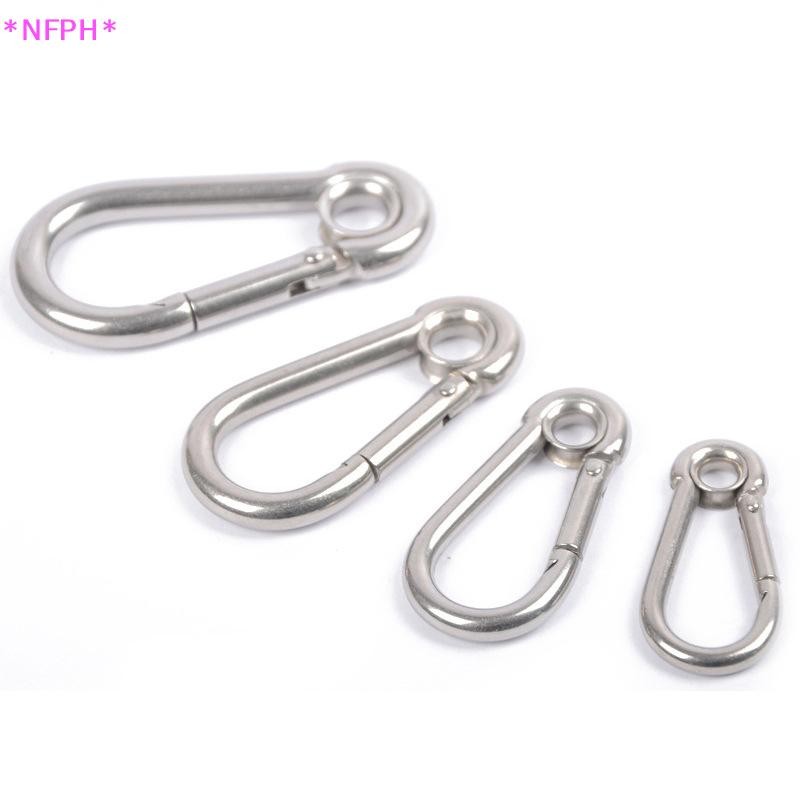 NFPH>M4 M5 M6 M7 M8 สแตนเลส Carabiner Carbine Snap Hook พร้อมตาไก่สปริงหัวเข็มขัดแหวนใหม่