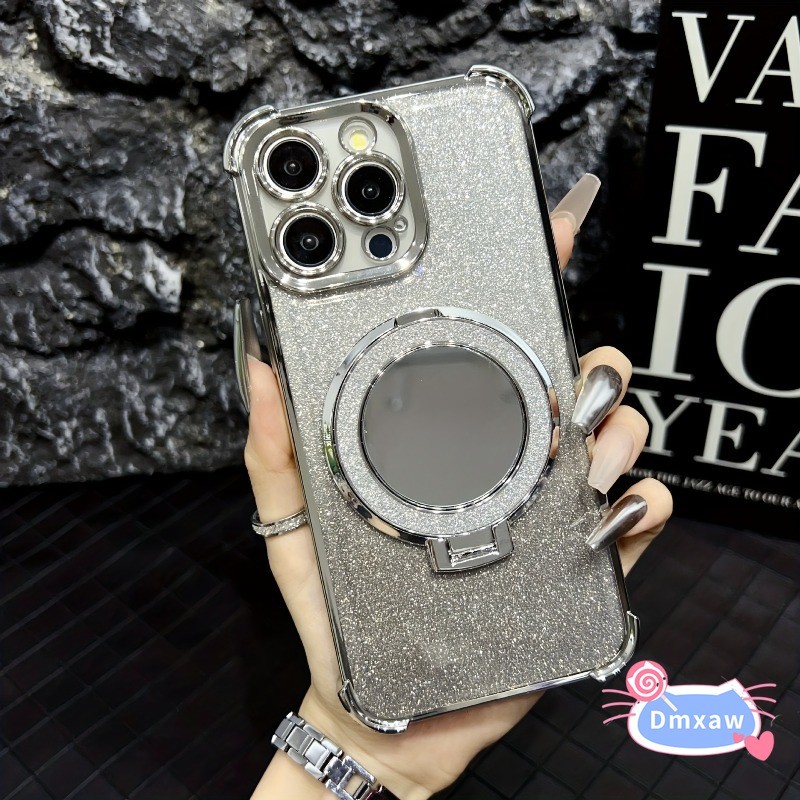 Glitter Mirror Standเคสโทรศัพท์สําหรับXiaomi 17 Pro Max 15T Pro Xiaomi15T Xiaomi15TProปลอกชุบกรอบหรู