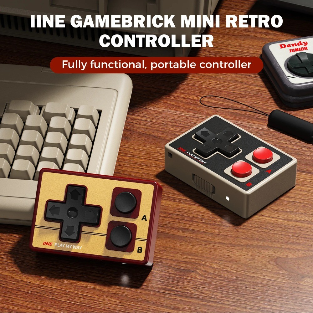 IINE Gamebrick Mini Retro Controller/ตัวควบคุมแบบพกพา/อายุการใช้งานแบตเตอรี่ยาวนาน/ความสามารถในหลายแพลตฟอร์ม/รองรับเมาส์