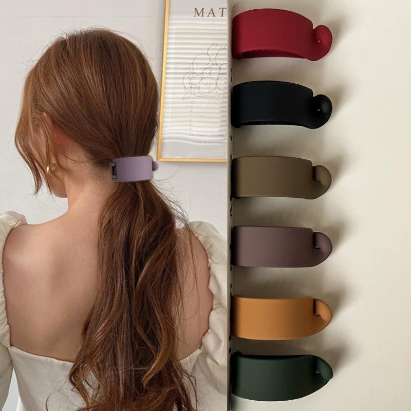 Barrette สีทึบ Matte สำหรับหางม้า เครื่องประดับผมแฟชั่น สำหรับผู้หญิงและวัยรุ่นหวานๆ