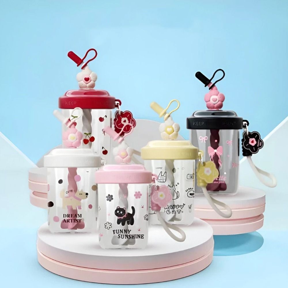 TRENDYO ดส่งจากท้องถิ่น🚚แก้วปั่น แก้วพลาสติก หลอดแก้ว แก้วพลาสติกพกพาลายการ์ตูนน่ารัก 580ml - รูปที่ 3