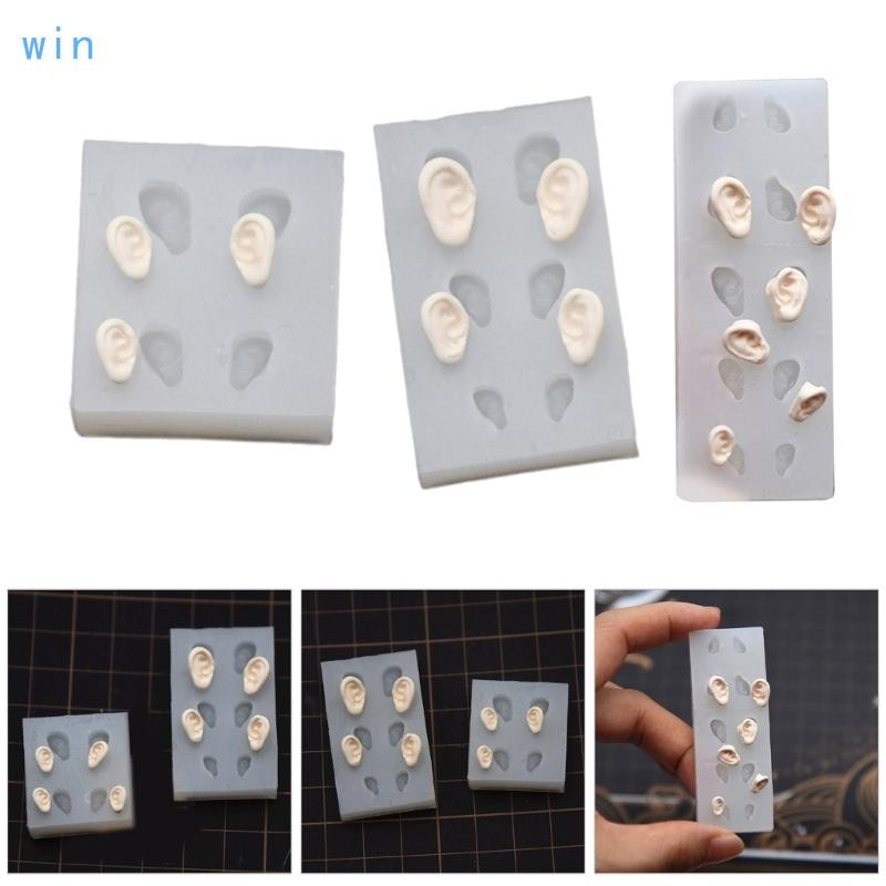 Cute Doll Ear Silicone Mold for DIY Pottery Clay  Unique Ears Resin Mould