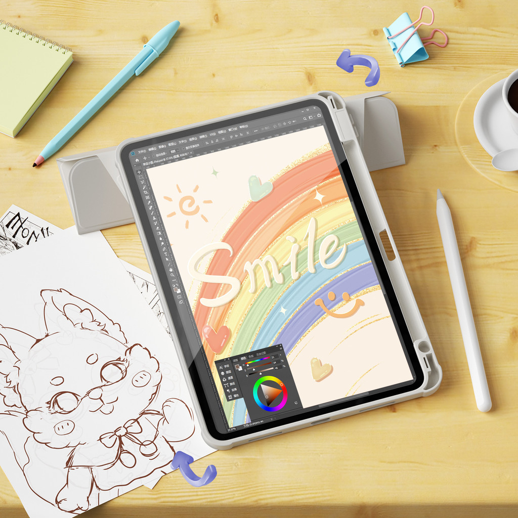 Smile Rainbow for Huawei MatePad 11.5 2025/12x/Pro/Air/SE 11/13″/12.6″/11″/11.5s”/10.4″/10.8″ เคสป้องกัน Ultra-Thin Portable+Stylus Storage Leather Tablet Computer Flip Holder Case เหมาะสําหรับ แท็บเล็ตหัวเว่ยเต็มช่วงมีหลายขนาด ราคา ถูกที่สุด ดีลบีเคเค แกลเลอรีภาพที่ 3