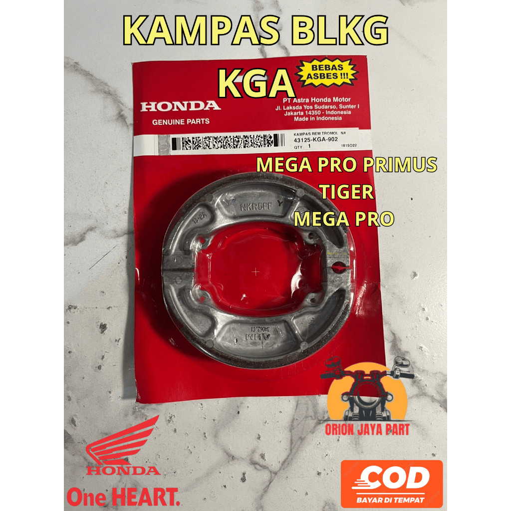 43125-KGA-902 ผ้าเบรคด้านหลังเดิม KGA TIGER - MEGA PRO BRAKE SHOE ORIGINAL AM