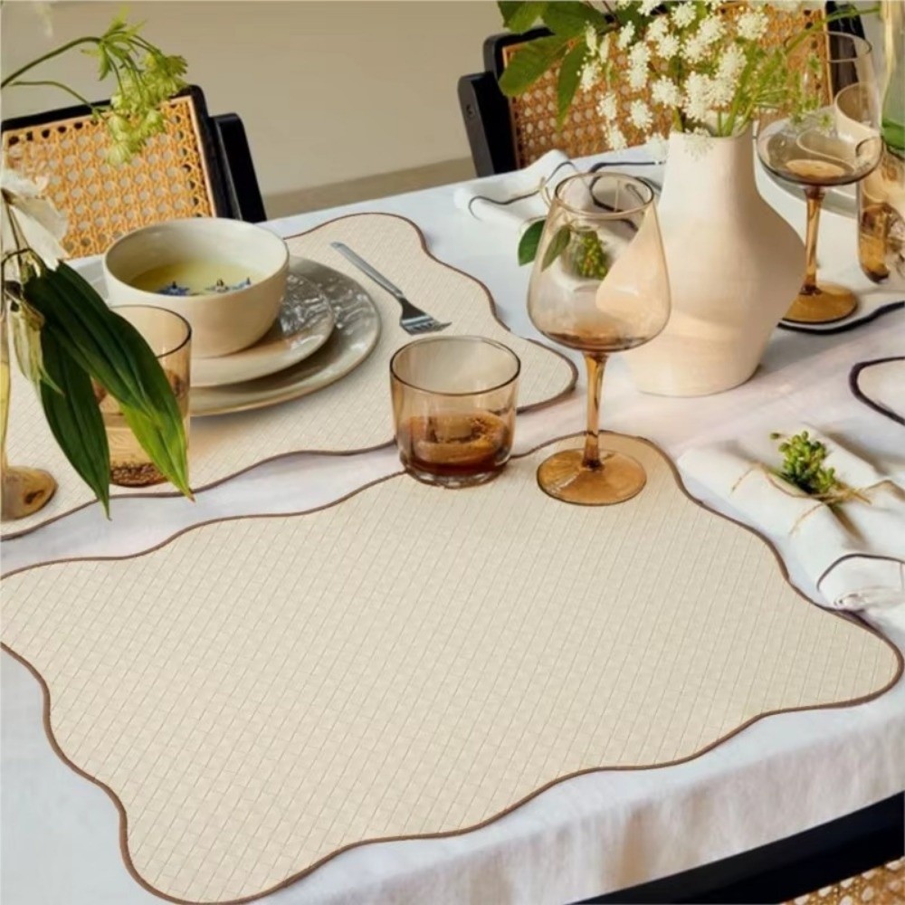BENJMOORE Solid Place Mat,กันน้ํา Oil-Proof Dining Mat,Nordicรูปสี่เหลี่ยมผืนผ้าทนความร้อนลูกไม้ตกแต่งขอบตารางเสื่อห้องครัวซัพพลาย ราคา ถูกที่สุด ดีลบีเคเค แกลเลอรีภาพที่ 3