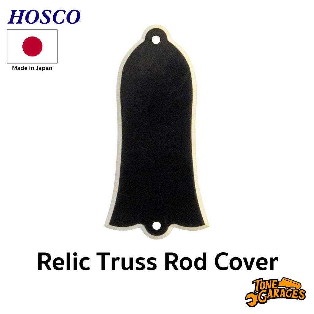 Hosco Truss Rod Cover Bell Relic Black / White 2-ply ฝาครอบ Truss Rod Made in Japan