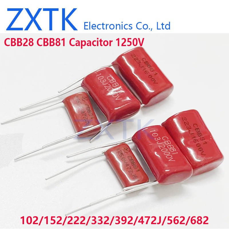CHIP IC 10PCS CBB28 CBB81 ตัวเก็บประจุ 1250V 5% 102/152/222/332/392/472J/562/682/822/103J/183J 1NF 1