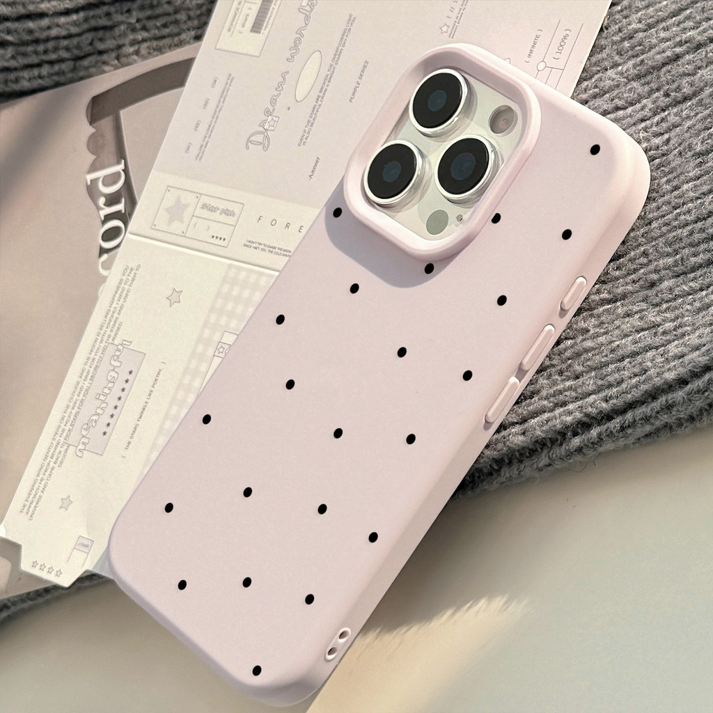 Bean สีม่วงจุดสีดําขนาดเล็ก, ขาตั้งเมฆสีม่วง-เทา, TPU สําหรับ apple iphone12 13 14 15 16pro max plus - รูปที่ 5