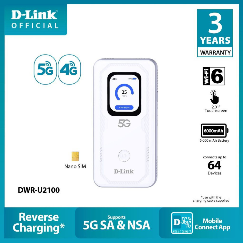 D-Link DWR-U2100 LTE 5G Mobile Router AX900 Reverse Charging