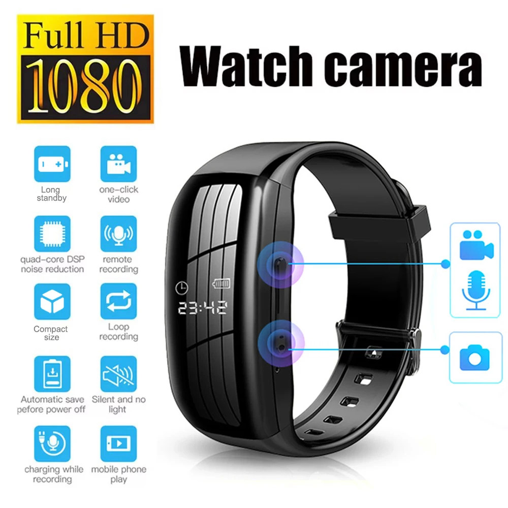 2025 1080P HD Mini กล้องนาฬิกา 8-256GB Video Voice Recorder สร้อยข้อมือ USB Flash Driver Dictaphone ลดเสียงรบกวนบันทึกเสียงสายรัดข้อมือ