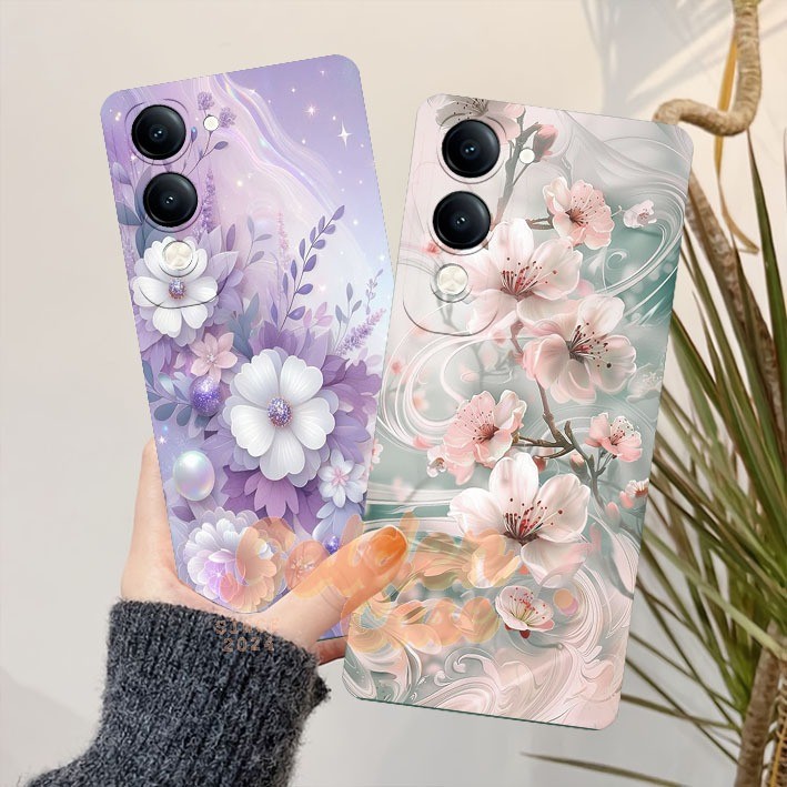 HP [GCS345] เคสมือถือสําหรับ VIVO Y19S GT Y04 4G 2025 / VIVO Y29S 2025 Floral Motif ความงามน่ารัก - 