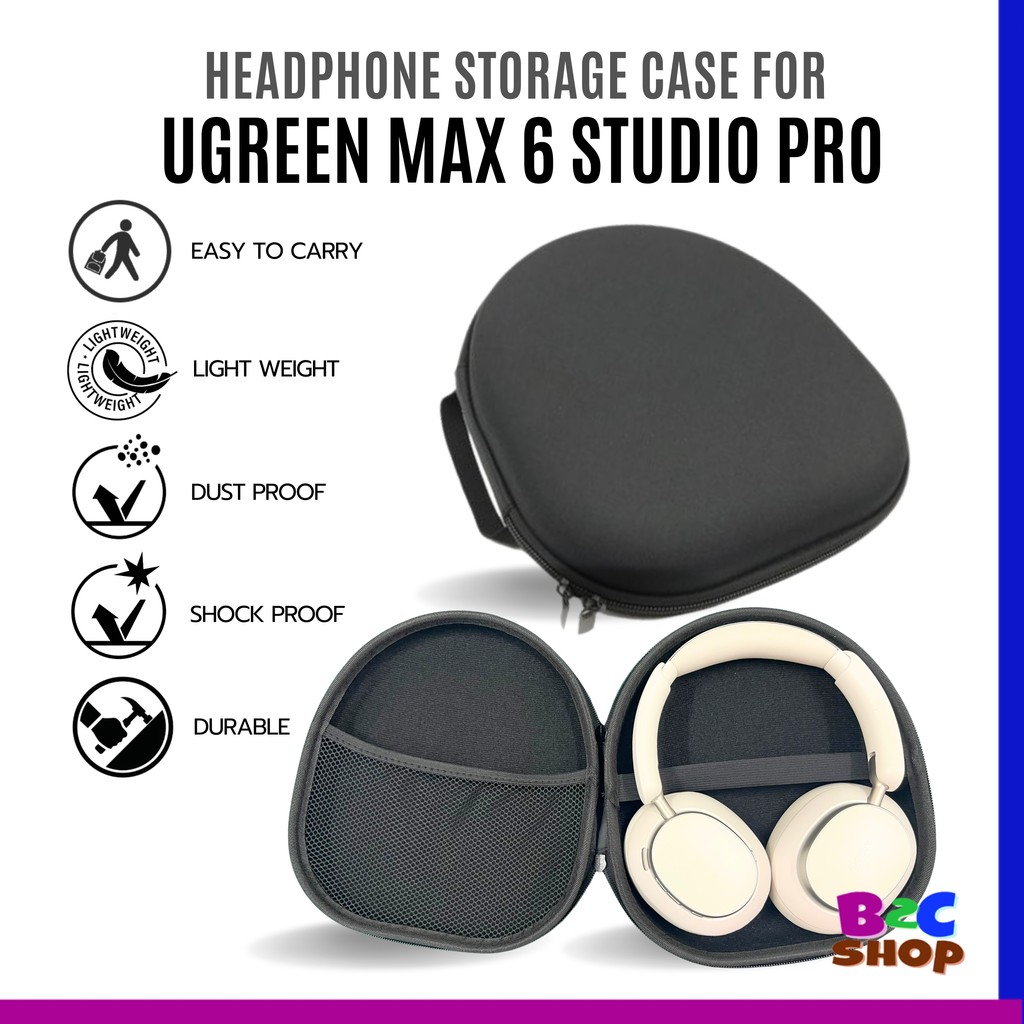 UGREEN Max 6 Studio Pro Headphone Compatible Protective EVA Case Portable Travel Storage Bag Pouch & Headband Cover