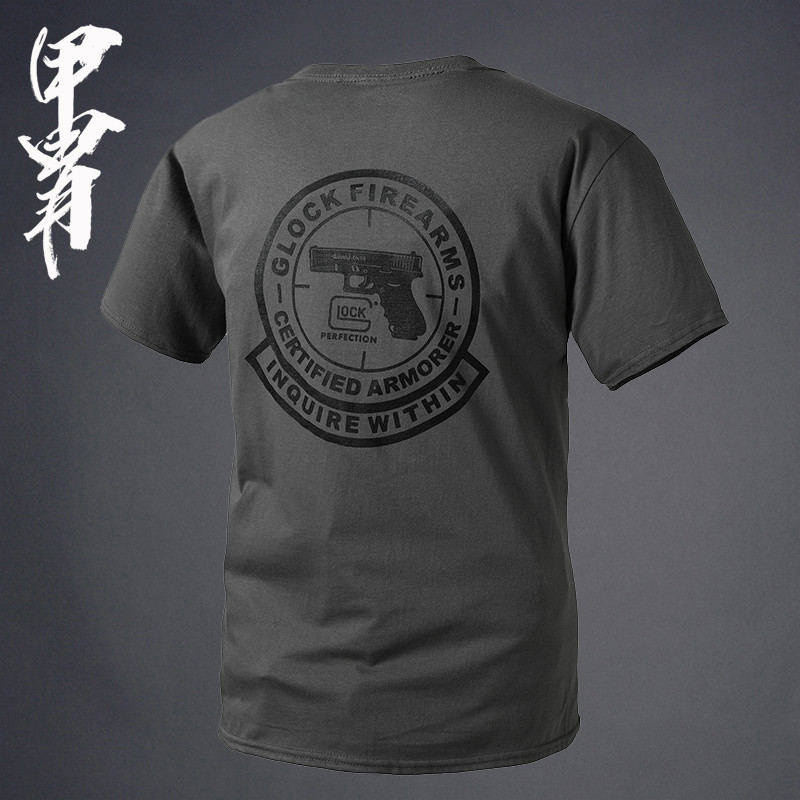 เสื้อยืดคอกลมแขนสั้น ลายพิเศษ Glock Pistol Club สำหรับท่านชายและหญิง ดีไซน์เท่ในสไตล์ทหาร