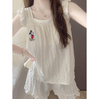 ชุดนอนผ้าฝ้ายผู้หญิง ลายการ์ตูนเมฆ ออกแบบมาพร้อมแผ่นรองหน้าอ…