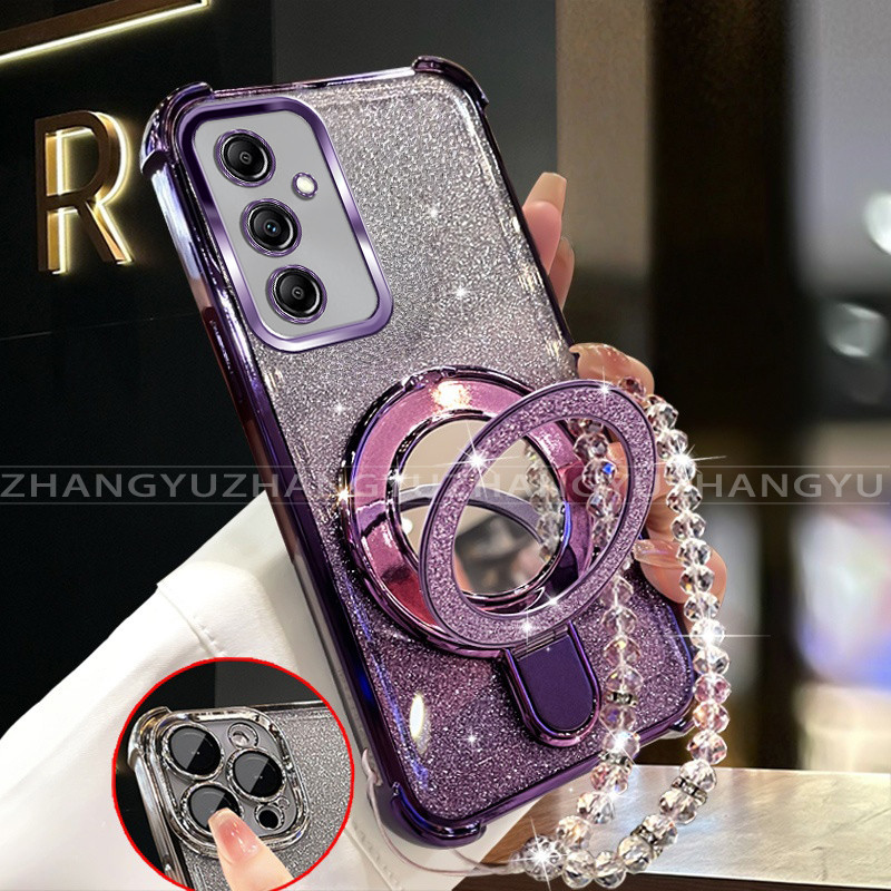SAMSUNG กรณีสําหรับSamsung A05S TPUเคสโทรศัพท์2025 กันกระแทกใหม่กระจกแต่งหน้าอุปกรณ์เสริมเชือกเส้นเล็กคริสตัลฝาครอบโทรศัพท์SZ31