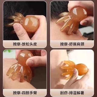 Octopus หวีนวดหัว Meridian นวดหนังศีรษะ Acupoint หวีรักษาผม Octopus แบบพกพาขนาดใหญ่หวีขูดฟันกว้าง